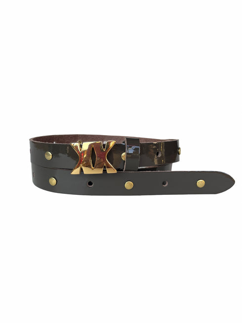 Ledergürtel Gold PBK Goldnieten